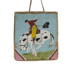 19th Century Nez Perce Pictorial Horse and Cowboy Beaded Flat Bag