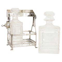 Pressed Glass Liquor Carafes in Chrome Locker