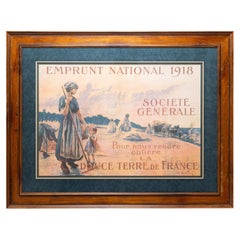 WWI French Bank Bond Lithograph Poster by Bernard Chavannaz Propaganda Poster
