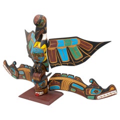 Raven, Sun and Sisiutl Model Totem by Jimmy Joseph