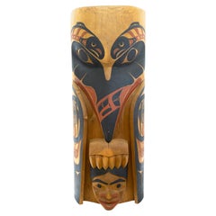 Tsimshian Raven and Salmon Woman Totem by David Boxley