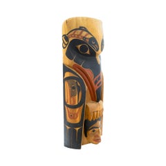 Tsimshian Raven and Salmon Woman Totem by David Boxley