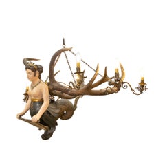 Lustre allemand « Lusterweibchen » : serveuse de bar, sirène, bois de cerf