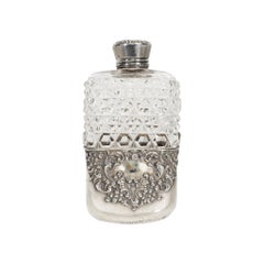 Elks Lodge Cut Glass and Sterling Silver Flask