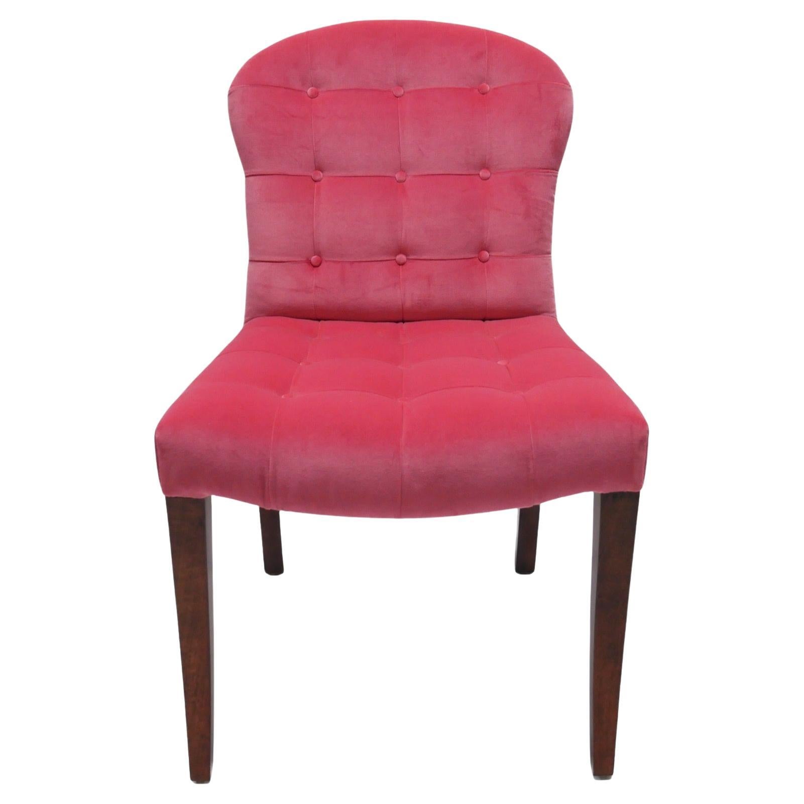 Bisquit Tufted Dining Side Chair with Wood Legs and Balloon Shaped Back