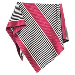 Handwoven Fine Cotton Throw in Black Stripes with Red Trim Extended, in Stock