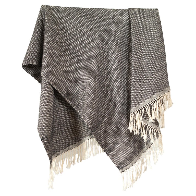Handwoven Cotton Throw in Natural and Gray Check Weave, in Stock For ...