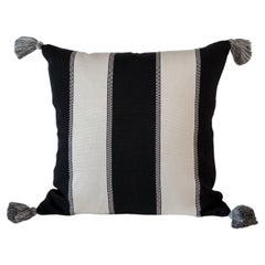 Handwoven Fine Cotton Triple Stripe Throw Pillow from Peru, in Stock, ON SALE
