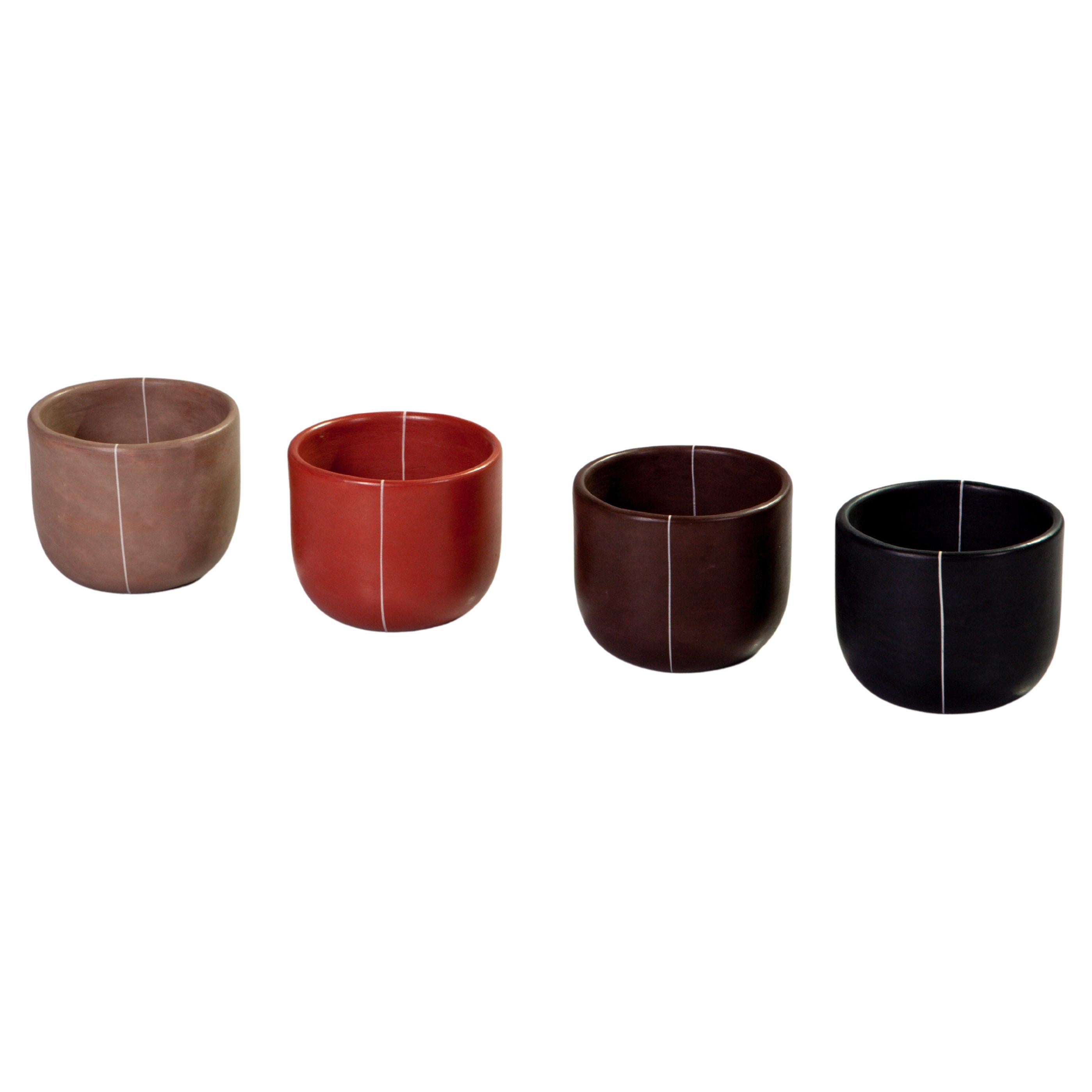 Burnished Clay Cups, Espresso Size, Set of 4