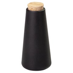Black Minimalist Artisan Made Clay Carafe with Cork, in Stock