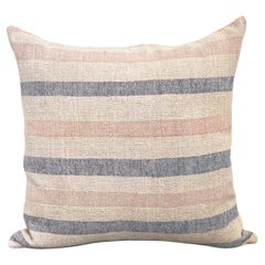 Matilde Blue and Pink Stripe Throw Pillow made from Vintage Linen