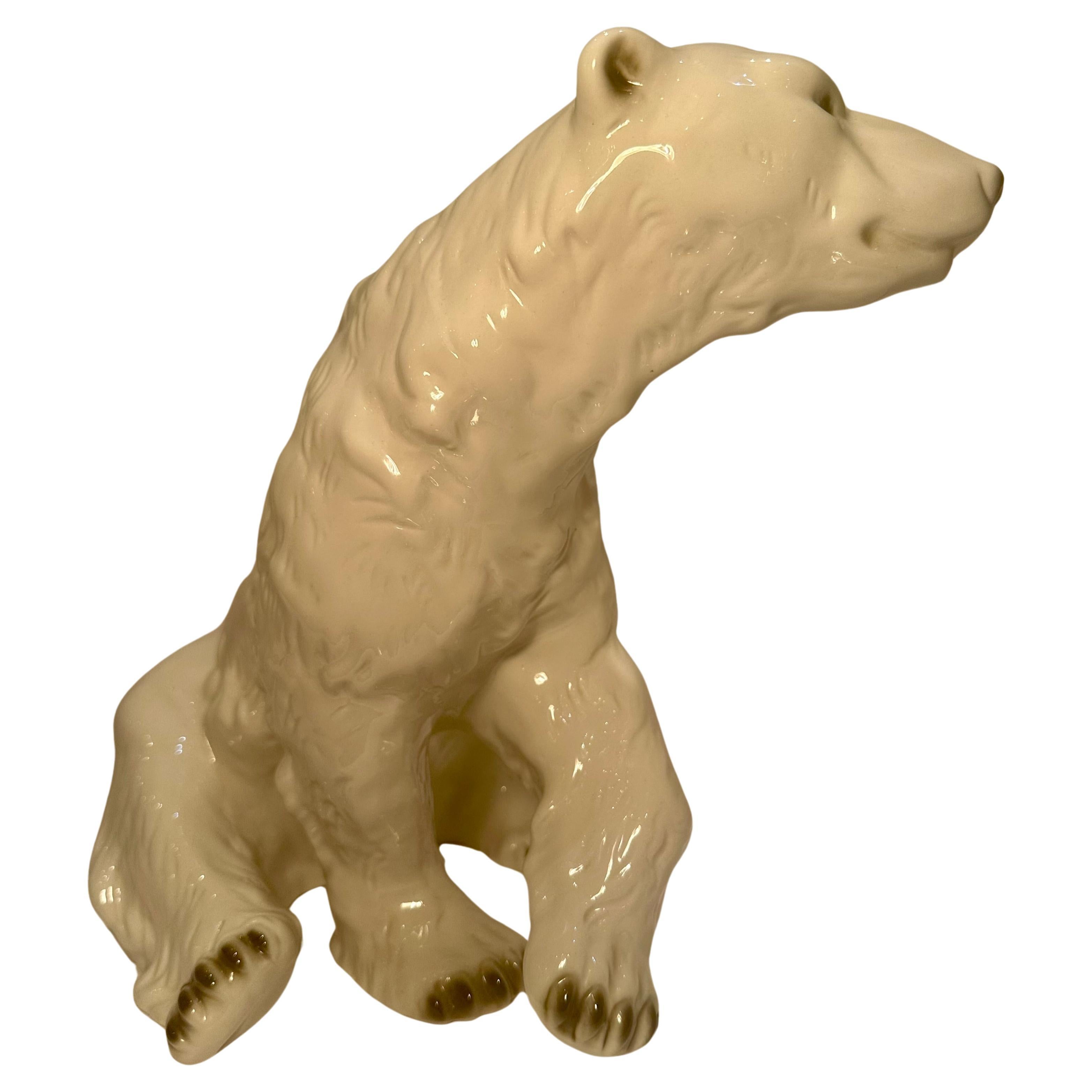 Other Large Royal Dux Hand Made and Painted Porcelain Polar Bear For Sale