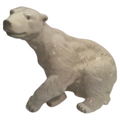 Antique Large Royal Dux Hand Made and Painted Porcelain Polar Bear