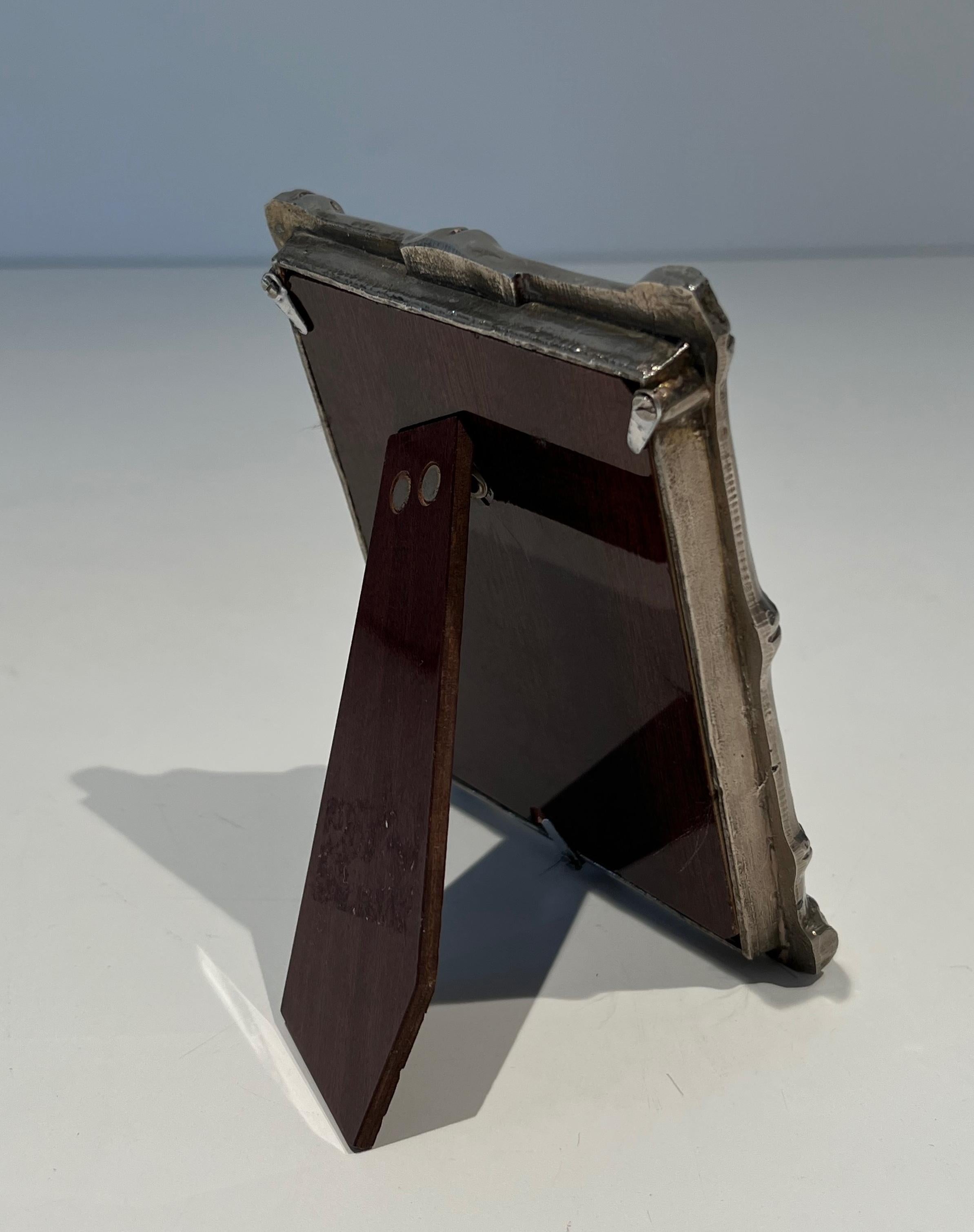 Small Silvered Bronze Picture Frame by Maison Baguès In Good Condition For Sale In Marcq-en-Barœul, Hauts-de-France