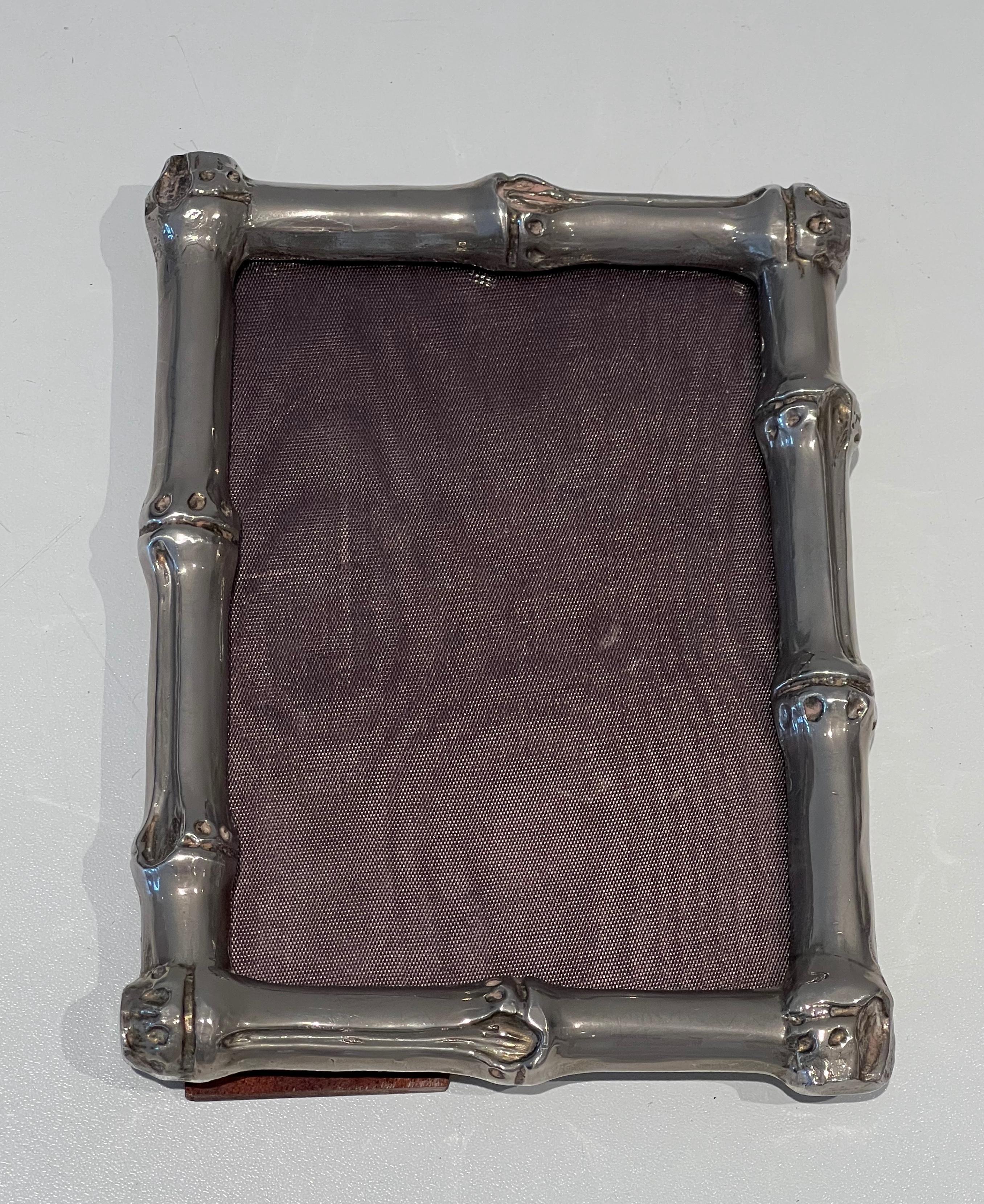 Neoclassical Small Silvered Bronze Picture Frame by Maison Baguès For Sale