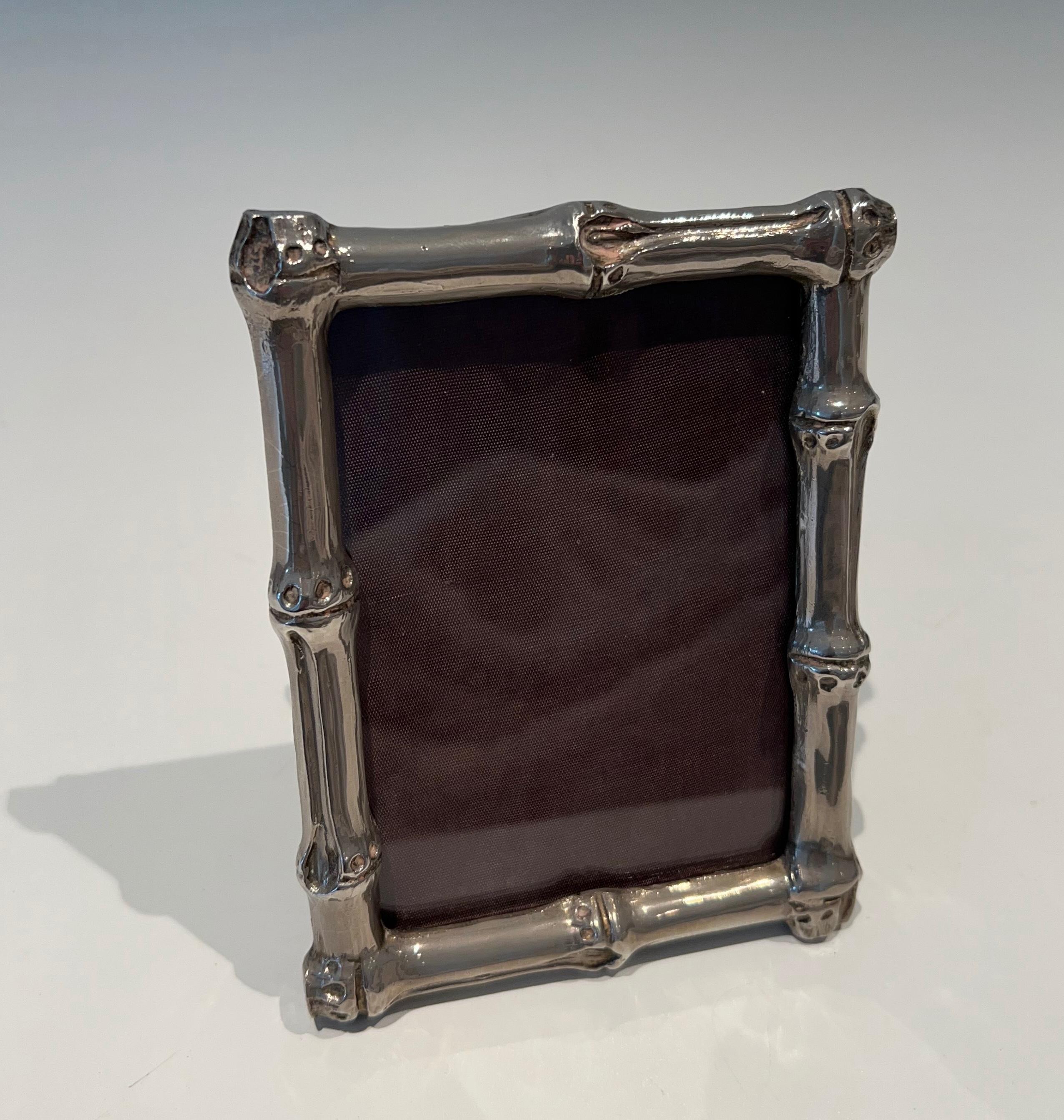 Small Silvered Bronze Picture Frame by Maison Baguès For Sale 6