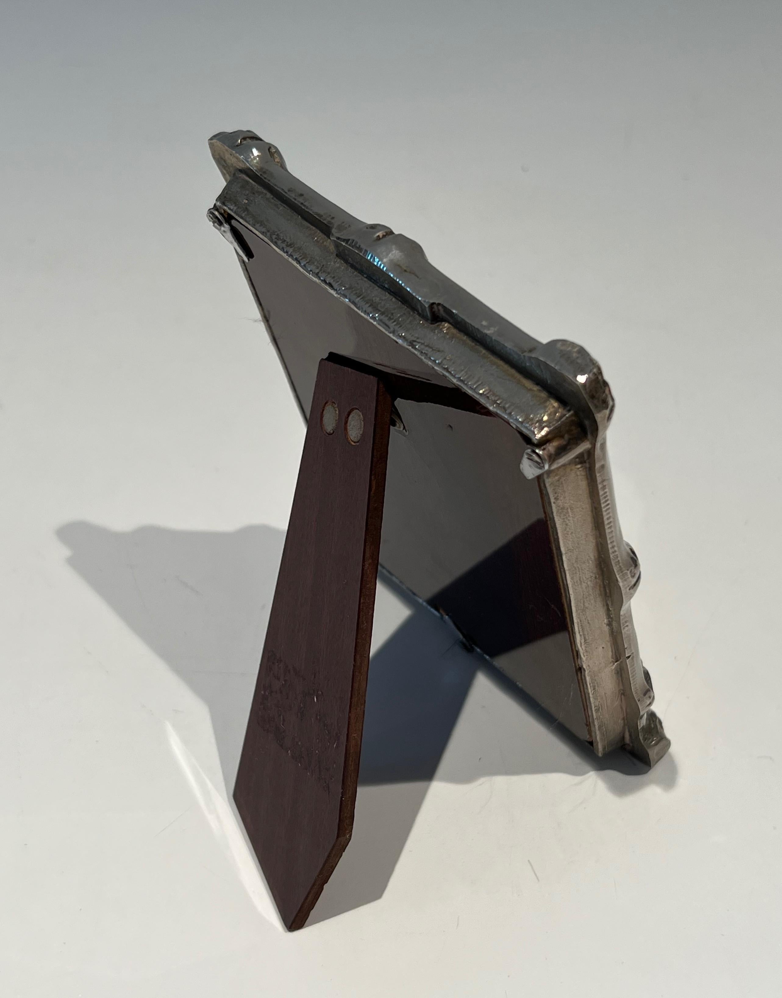 Small Silvered Bronze Picture Frame by Maison Baguès For Sale 8