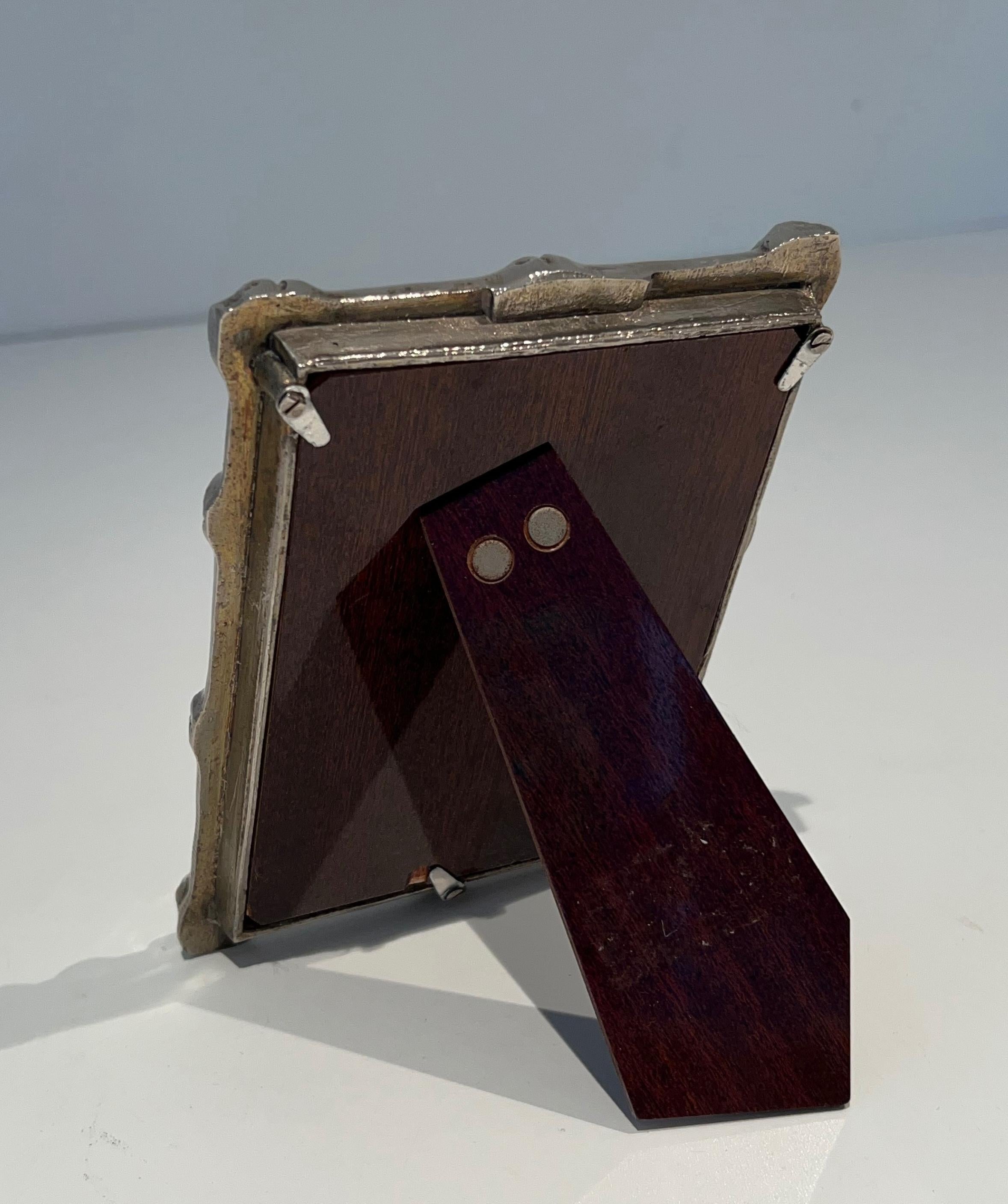 Small Silvered Bronze Picture Frame by Maison Baguès For Sale 9