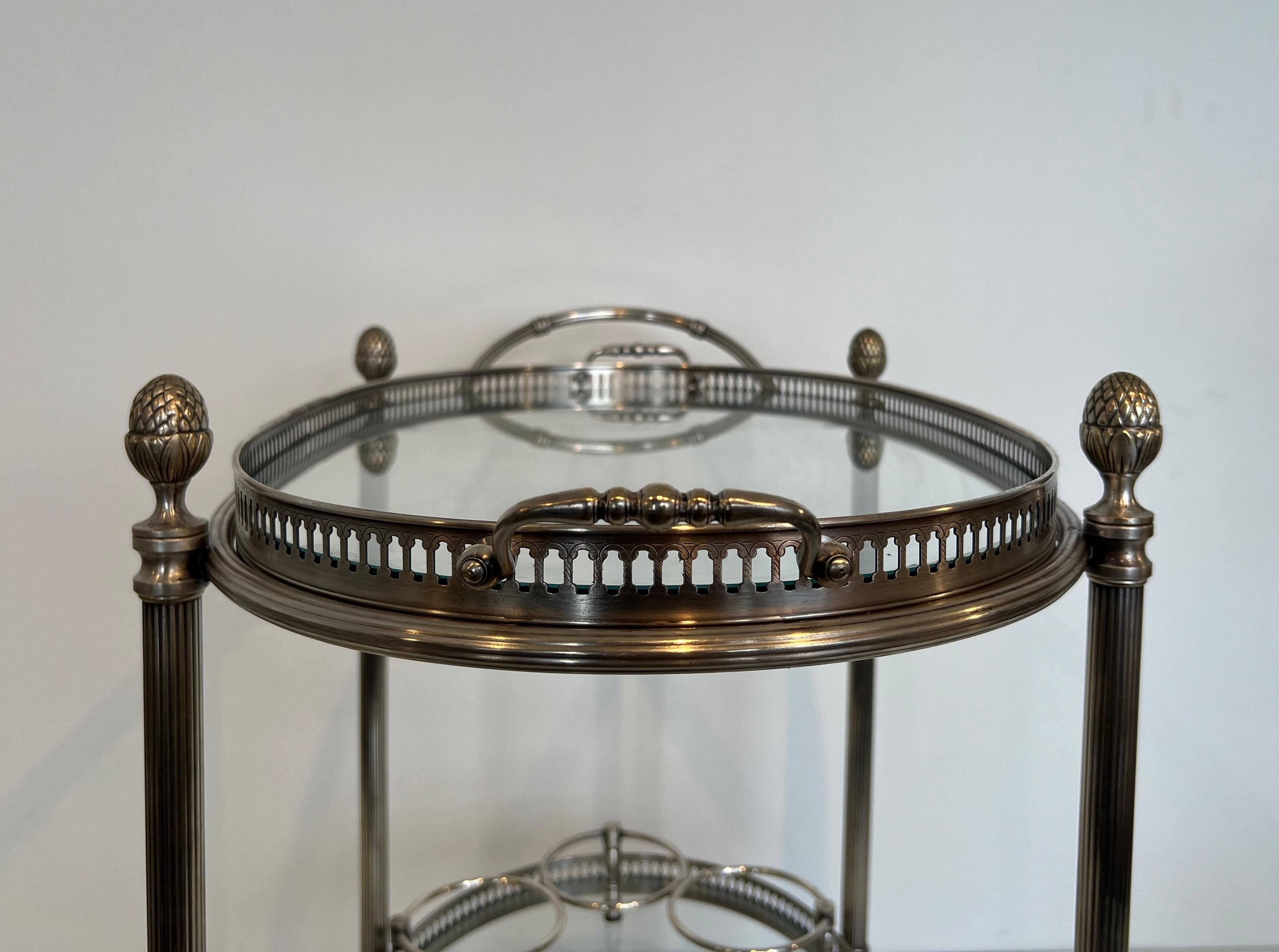 Oval Silvered Brass Drinks Trolley by Maison Bagués For Sale 1