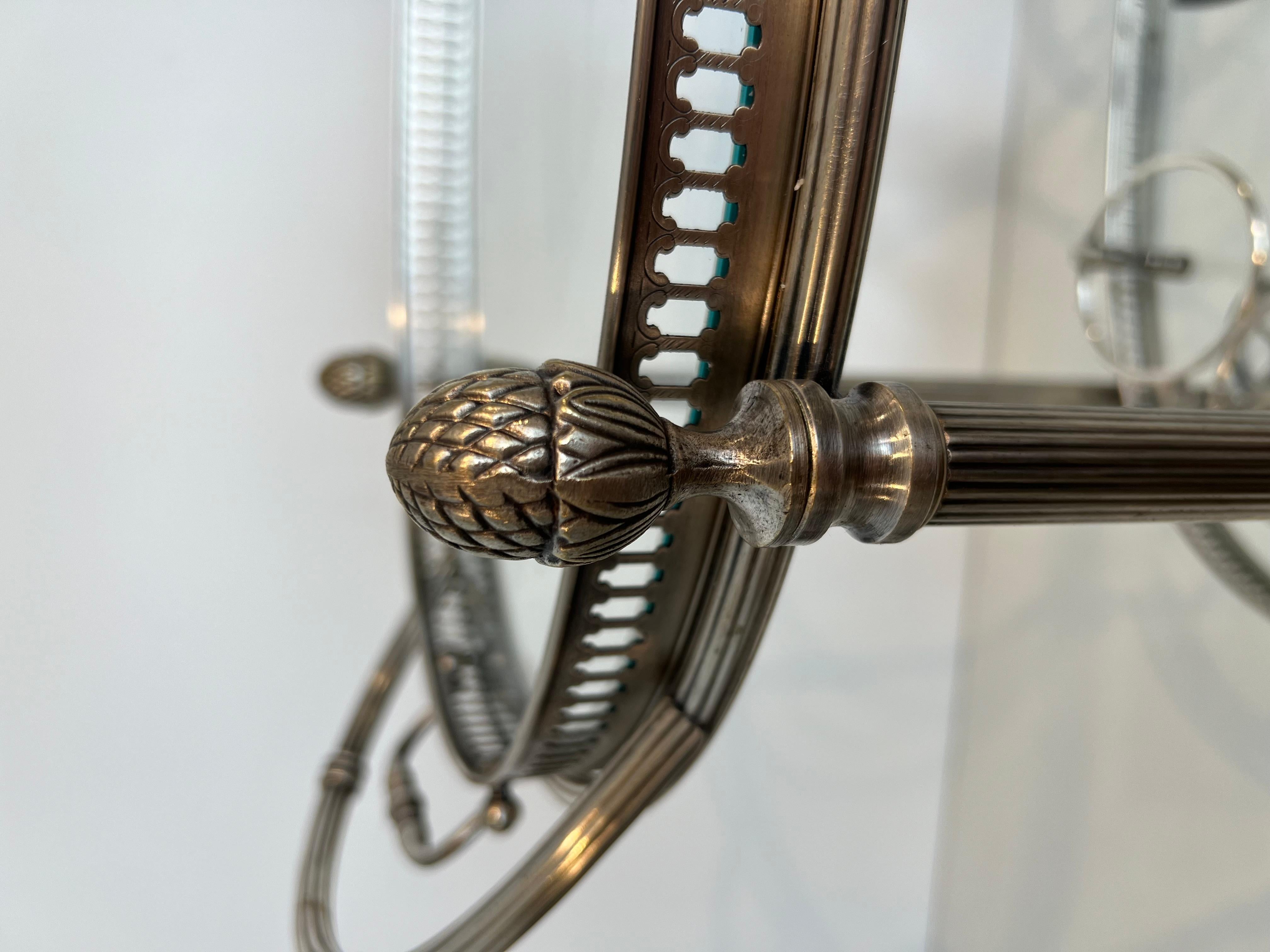 Oval Silvered Brass Drinks Trolley by Maison Bagués In Good Condition For Sale In Marcq-en-Barœul, Hauts-de-France