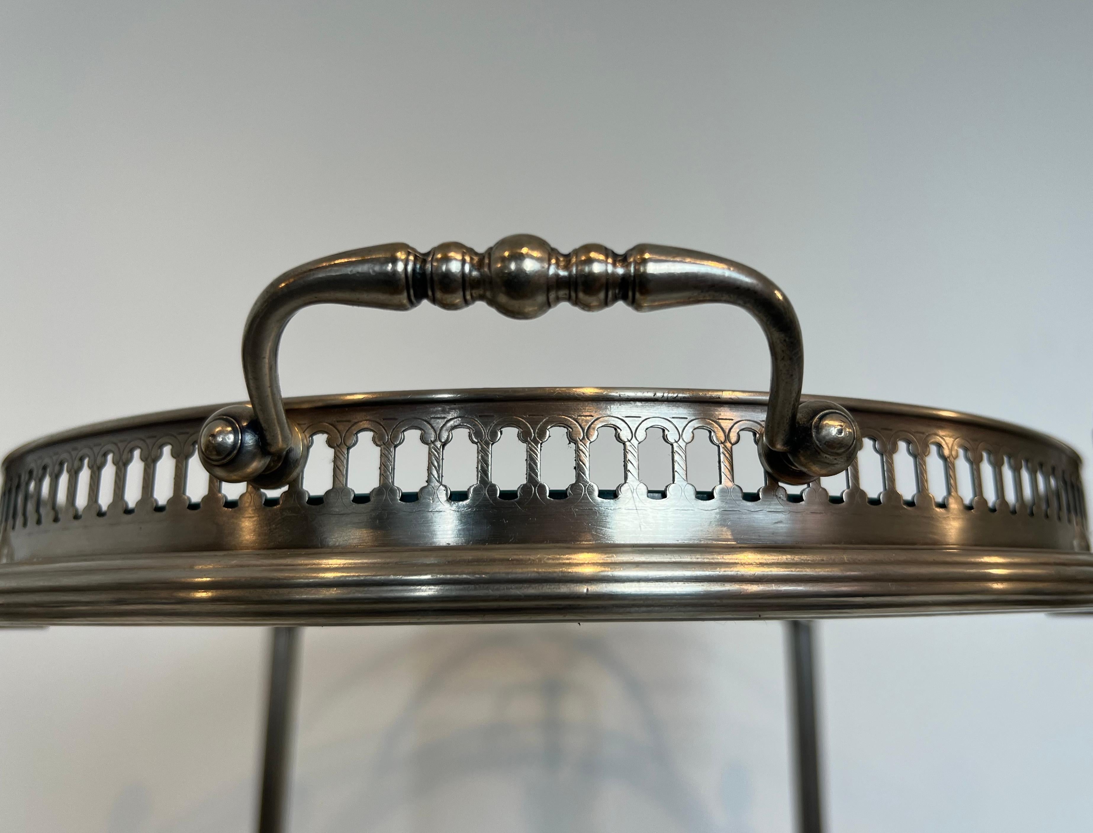 Oval Silvered Brass Drinks Trolley by Maison Bagués For Sale 2