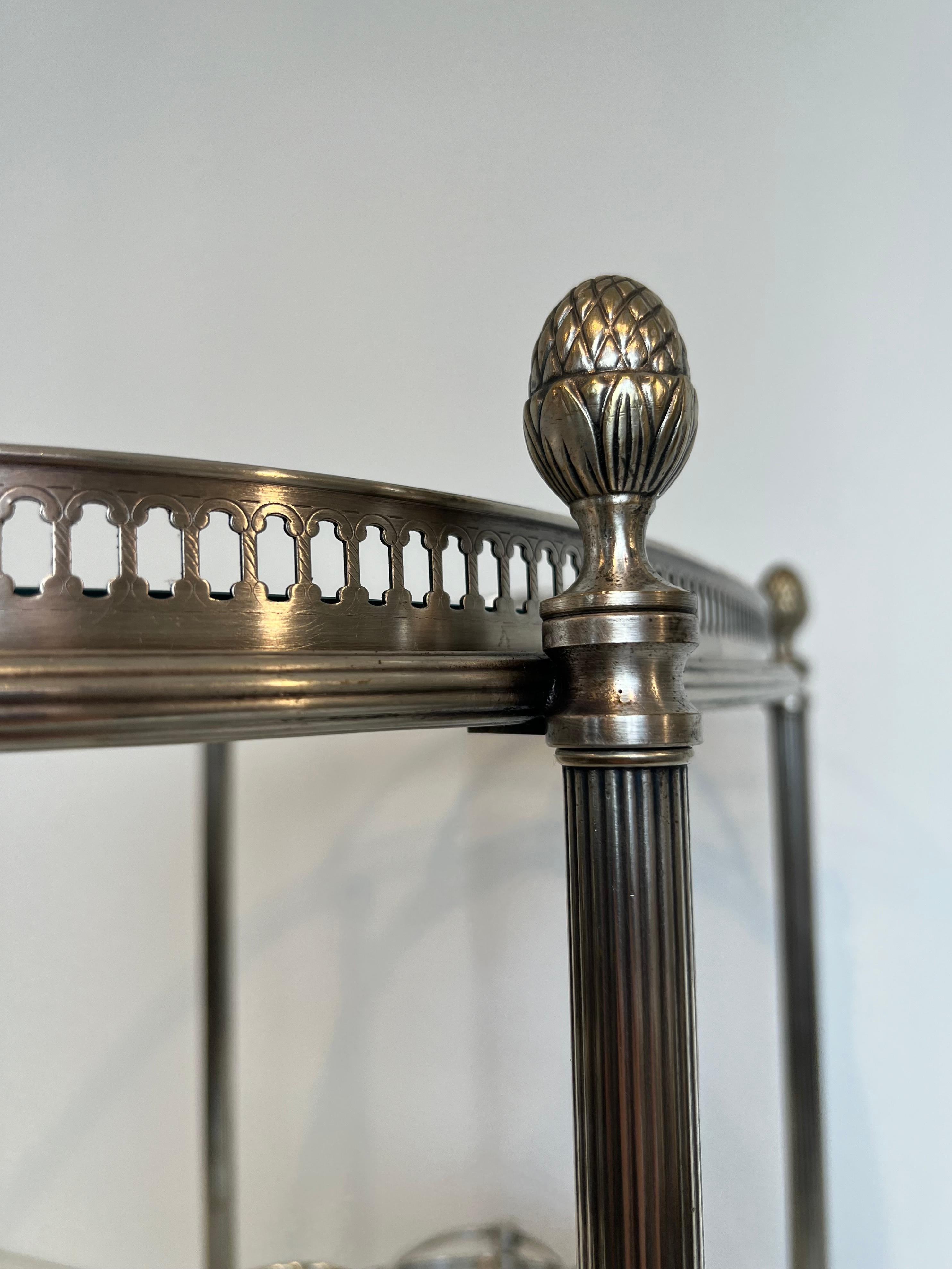 Oval Silvered Brass Drinks Trolley by Maison Bagués For Sale 9