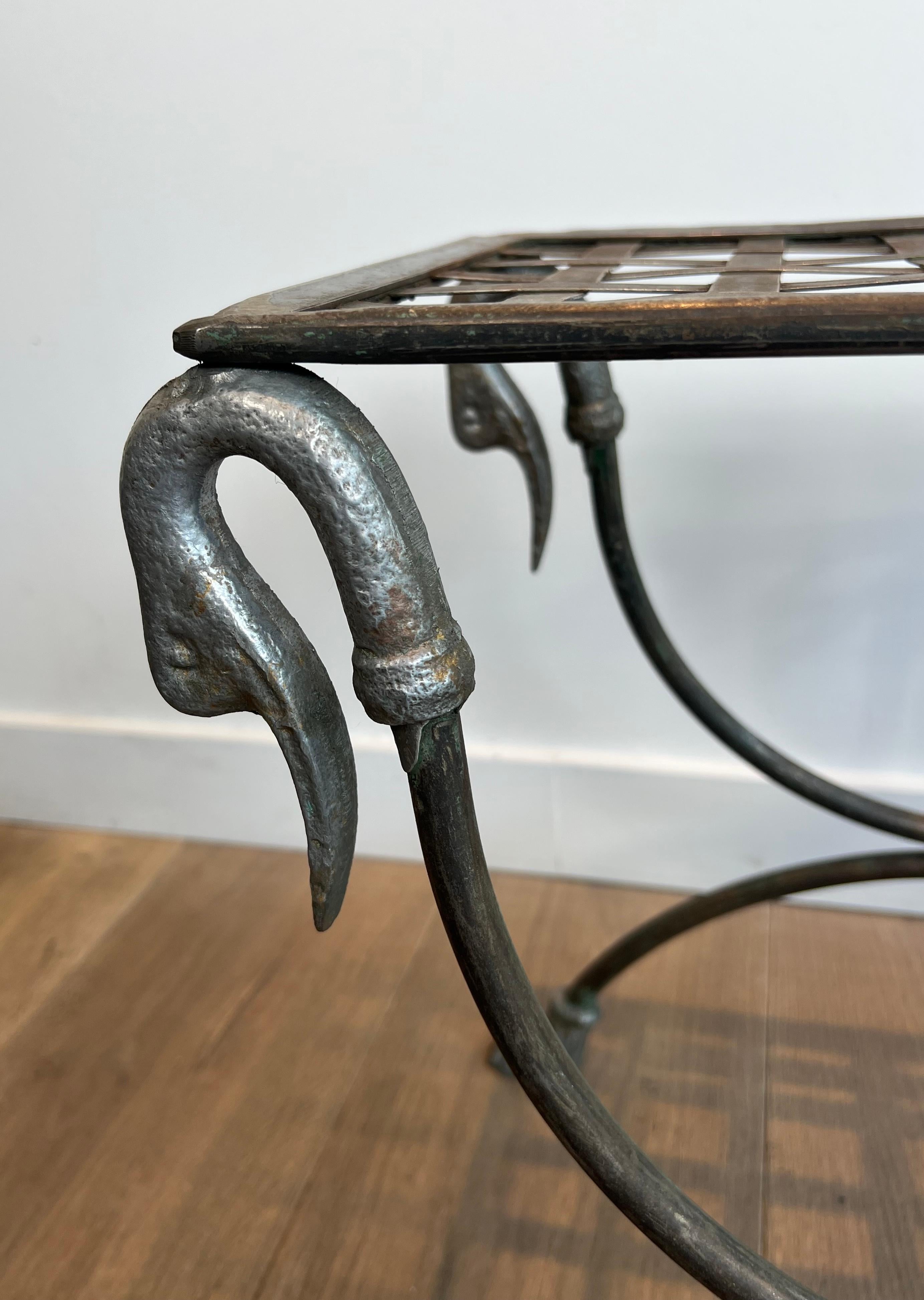 Neoclassical Style Steel Curule Stool Attributed to Maison Jansen For Sale 2