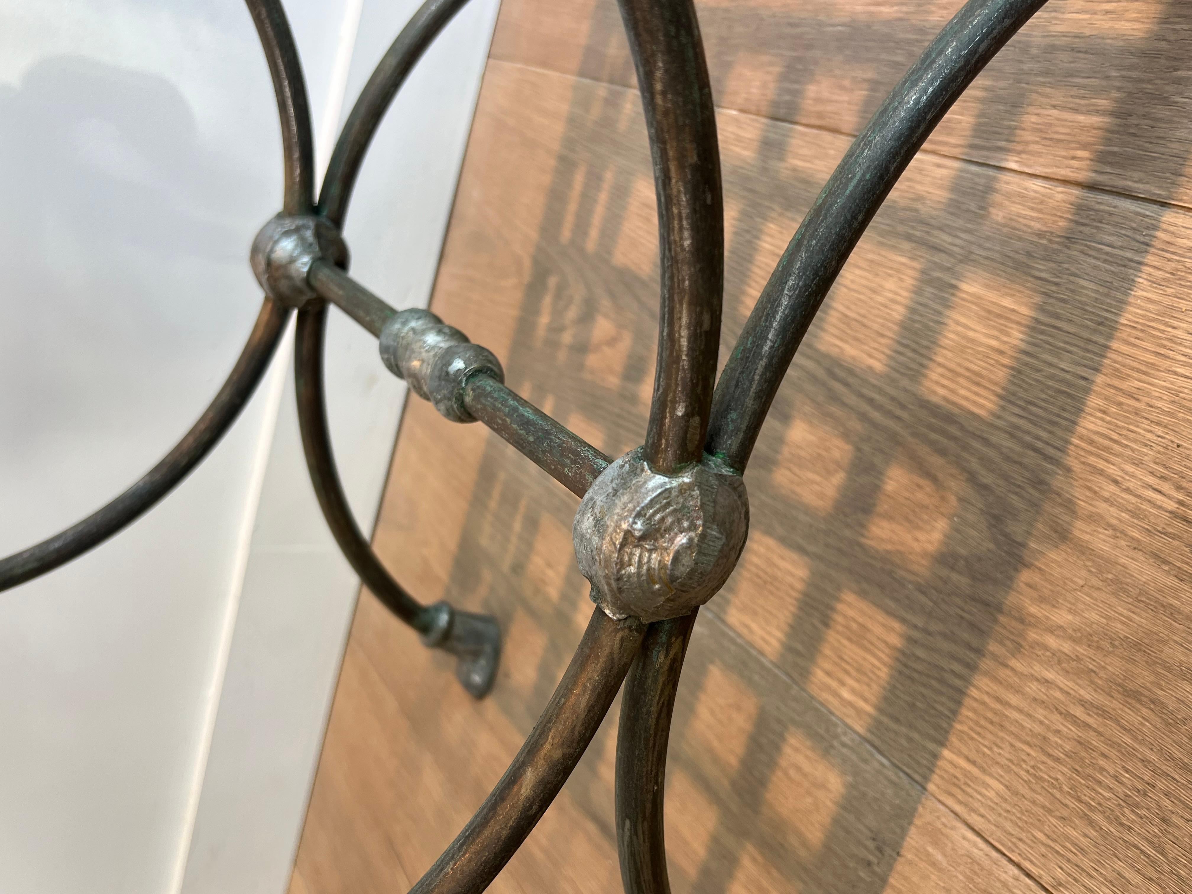 Neoclassical Style Steel Curule Stool Attributed to Maison Jansen For Sale 4