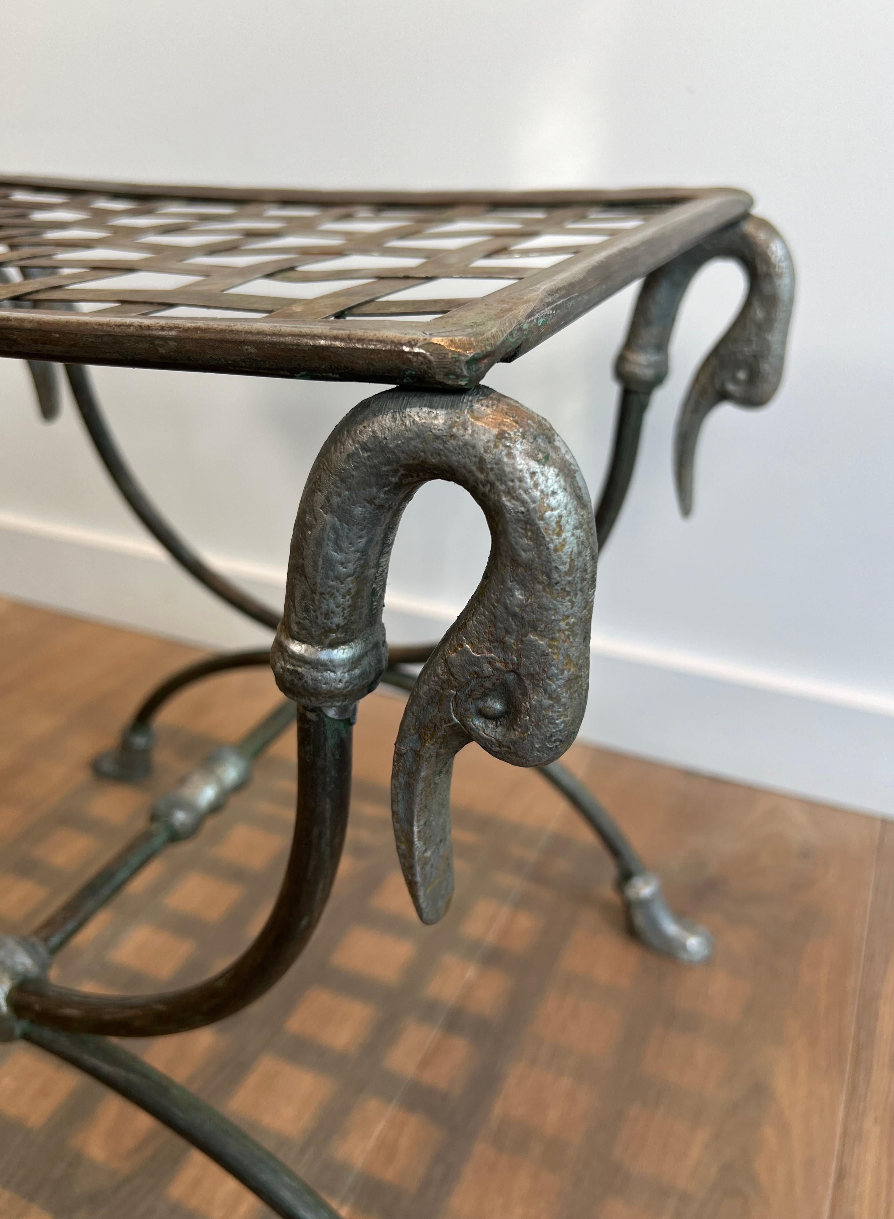Neoclassical Style Steel Curule Stool Attributed to Maison Jansen For Sale 5