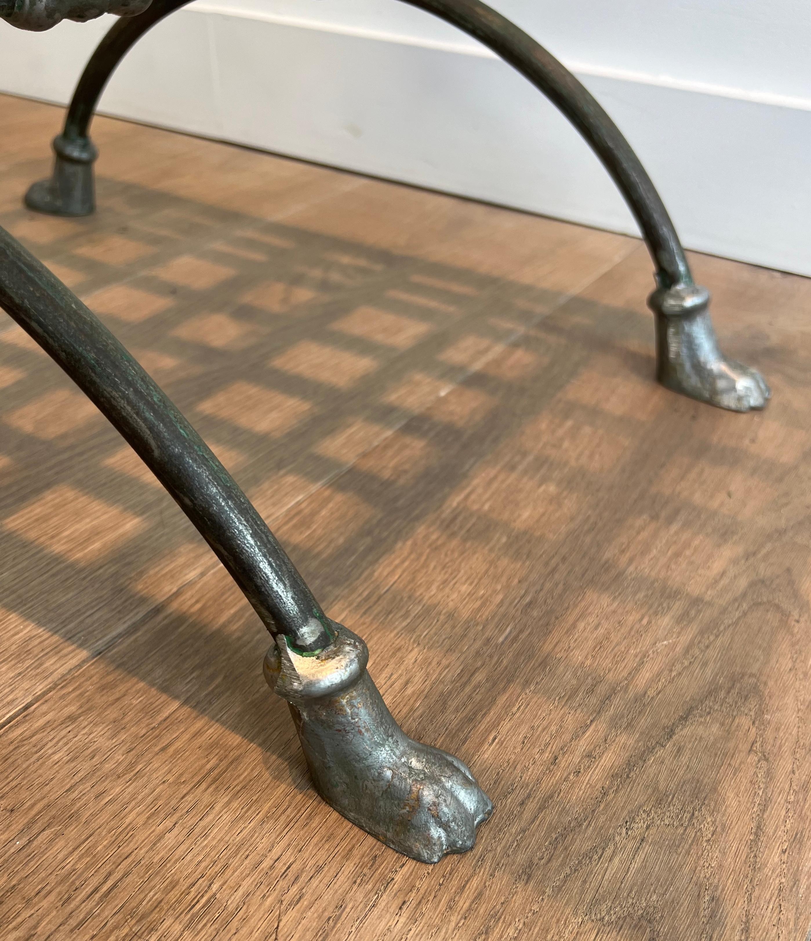 Neoclassical Style Steel Curule Stool Attributed to Maison Jansen For Sale 6