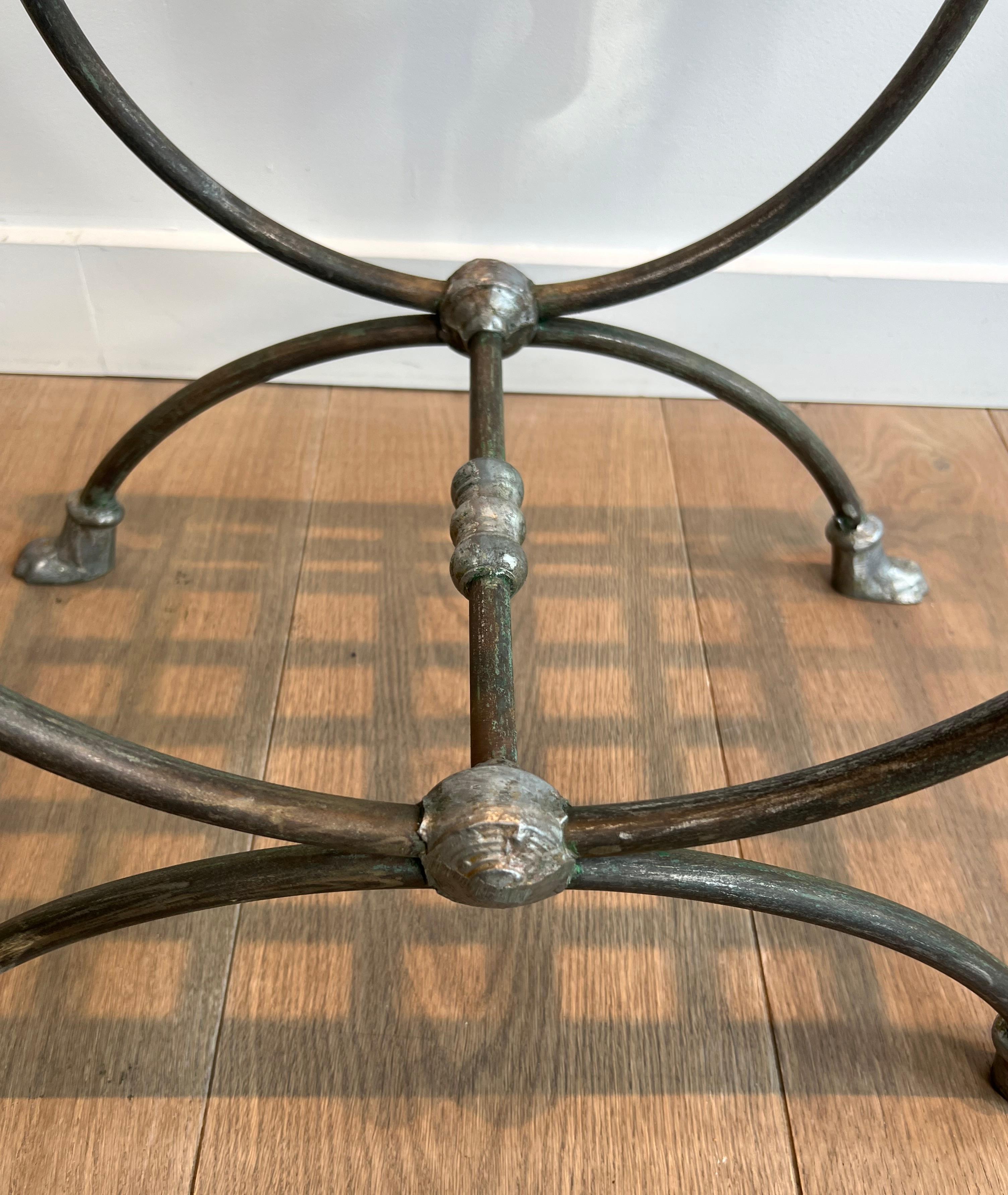 Neoclassical Style Steel Curule Stool Attributed to Maison Jansen For Sale 14