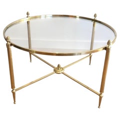Round Brass Coffee Table by Maison Baguès