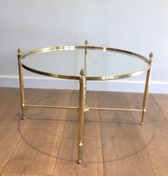 Round Brass Coffee Table by Maison Baguès