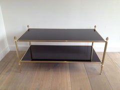 Neoclassical Style 2 Tiers Coffee Table made of Brass and Bronze