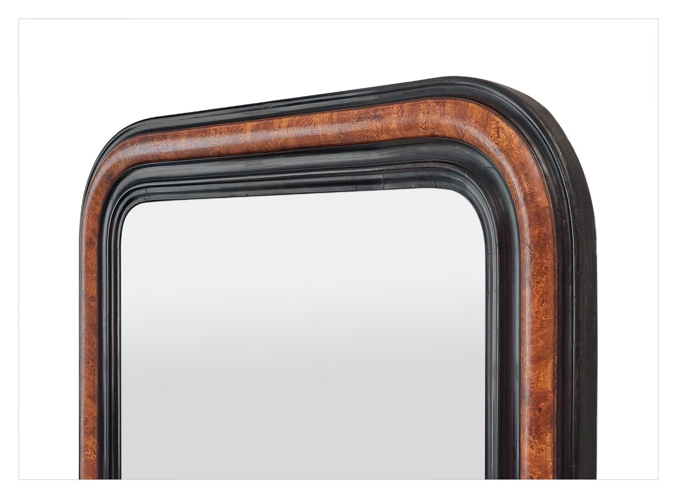 Antique French Louis-Philippe Style Mirror, Imitation Wood Painted, circa 1880 In Good Condition For Sale In Paris, FR