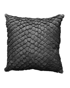 Set of 2 Leather Cushion, Exclusive Fish Leather Black Medium Size