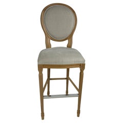 Old-Style Beech Wood Stool, Customizable Coating & Fabric Bar or Counter Height