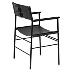 Black Structure & Black Leather Chair, Studio Sample Ready to Ship