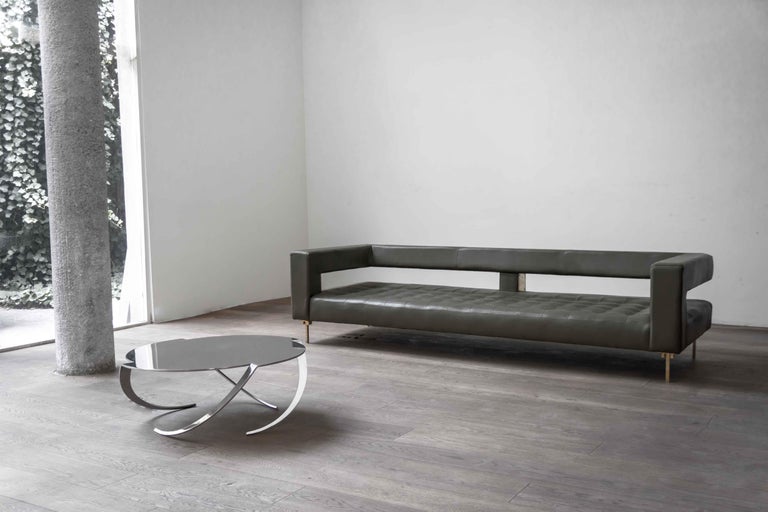 modern tufted sofa slim modern air leather tufted sofa with brass legs by atra for sale at 1stdibs modern tufted sofa slim modern air leather tufted sofa with brass legs by atra for sale at 1stdibs