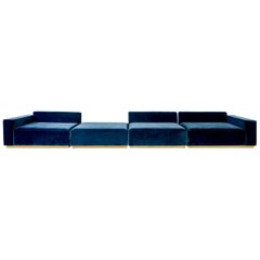 Oberon Blue Velvet Sofa Sectional by Atra