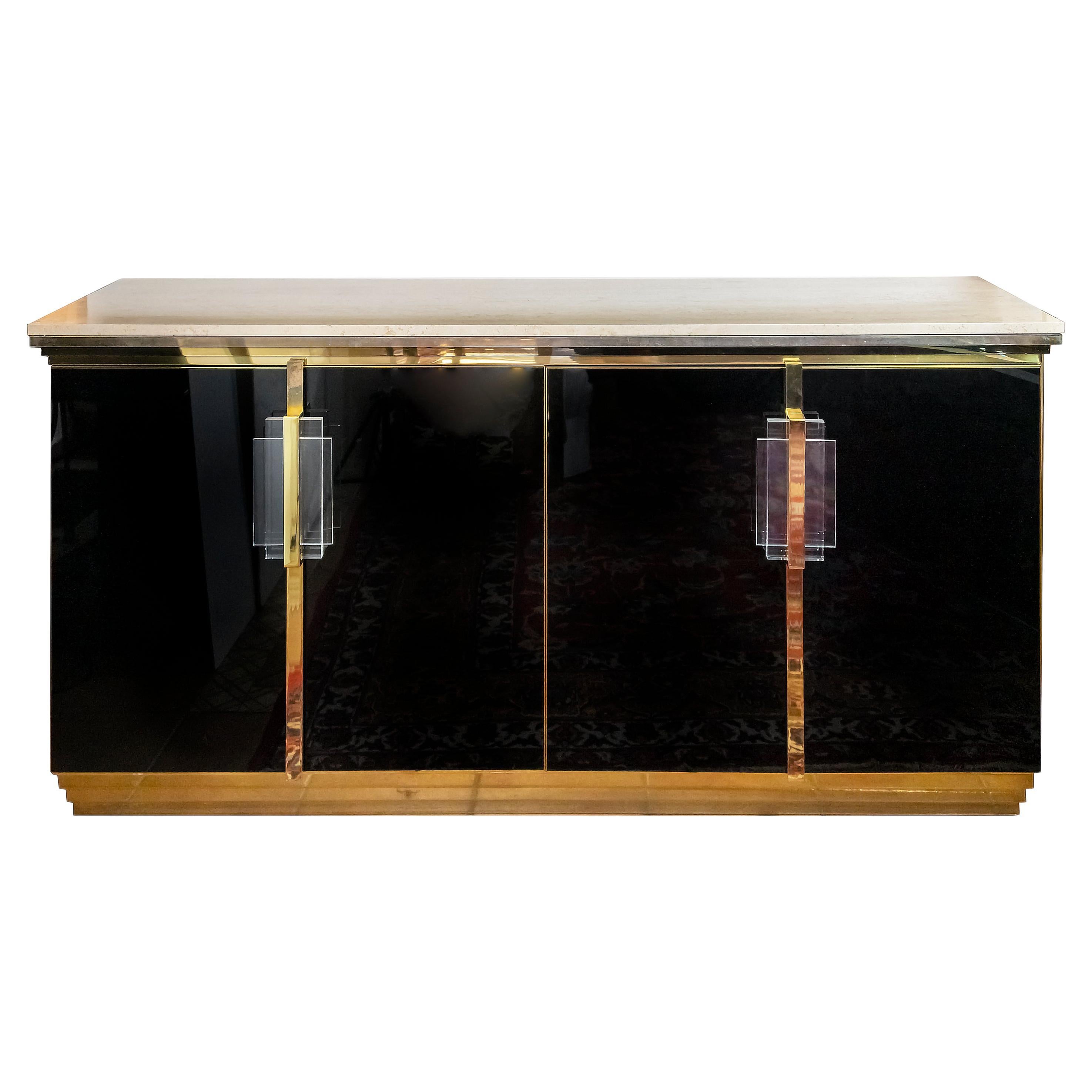 Mid-Century Sideboard by Belgo Chome in the Style of Maison Jansen, 1970s
