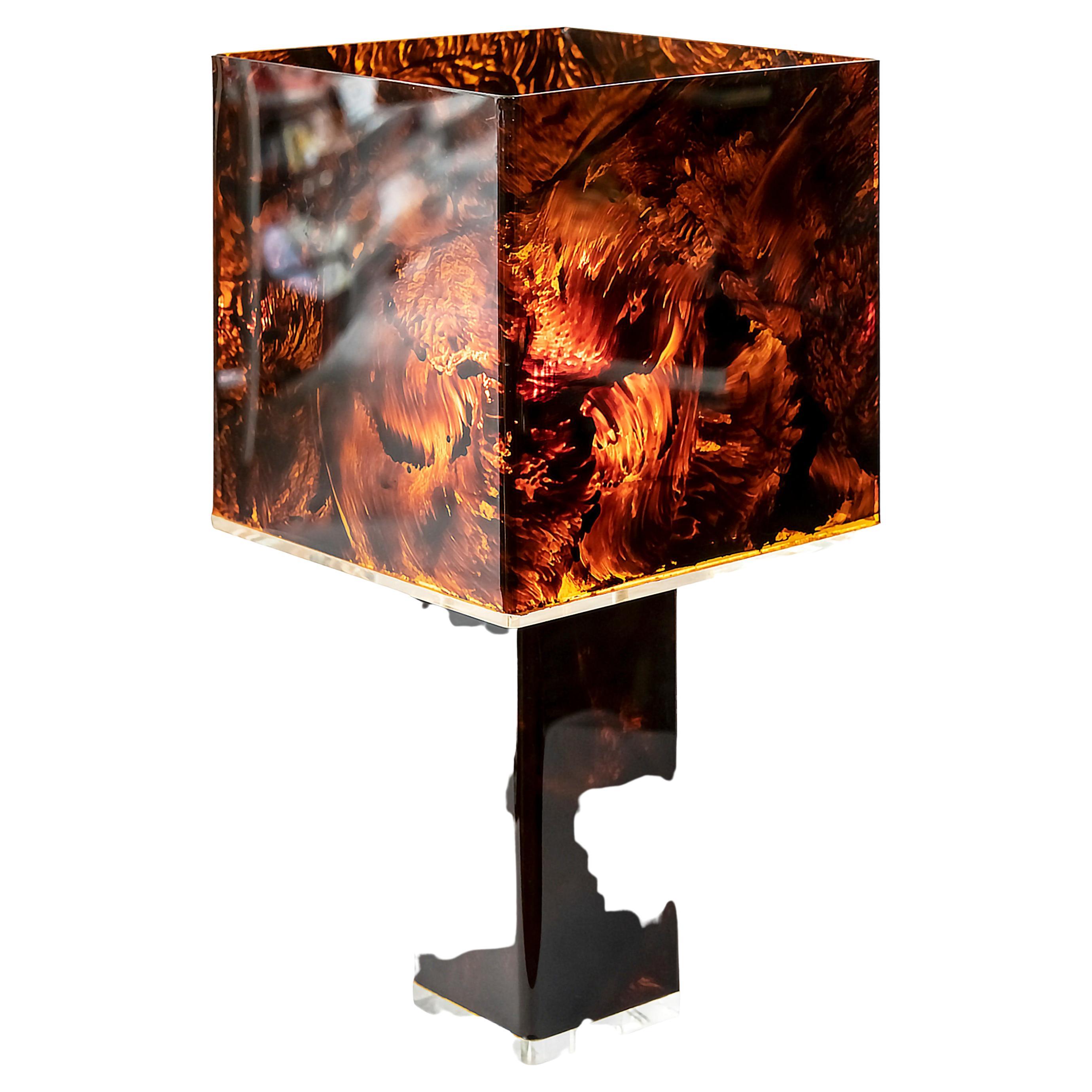 Modern Italian Plexiglass Table Lamp for 1970s