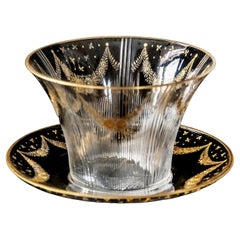 Juego de centro de mesa/vaso de cristal francés Baccarat / Saint Louis con plato