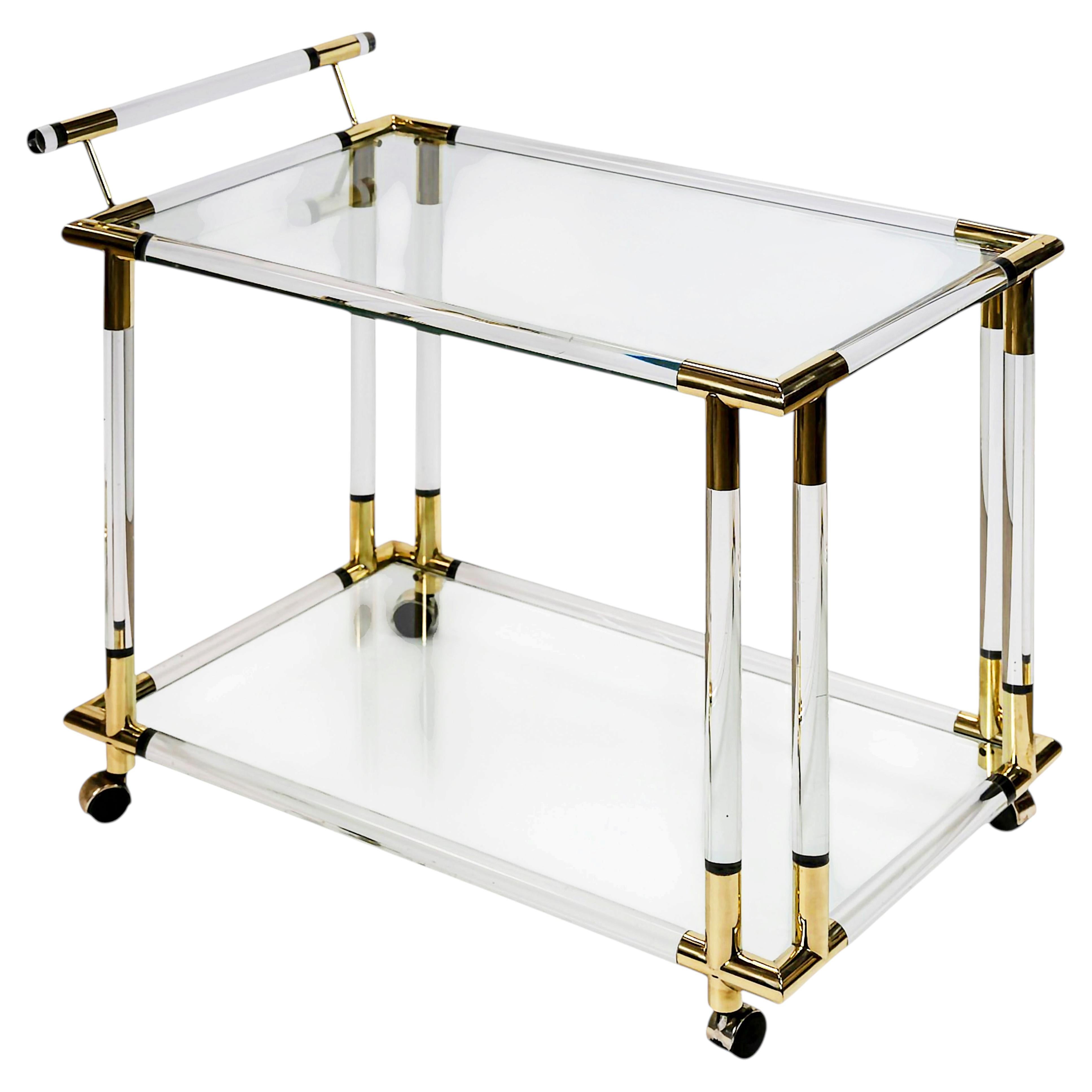 Mid-Century Italian Plexiglass Bar Cart/Trolley