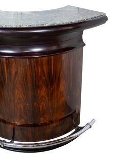 Vintage Luciano Frigerio Walnut And Green Marble Bar, 1970's