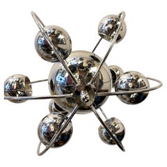 Mid-Century Space Age Italian Reggiani Chrome Chandelier, circa 1960