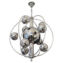 Mid-Century Space Age Italian Reggiani Chrome Chandelier, circa 1960