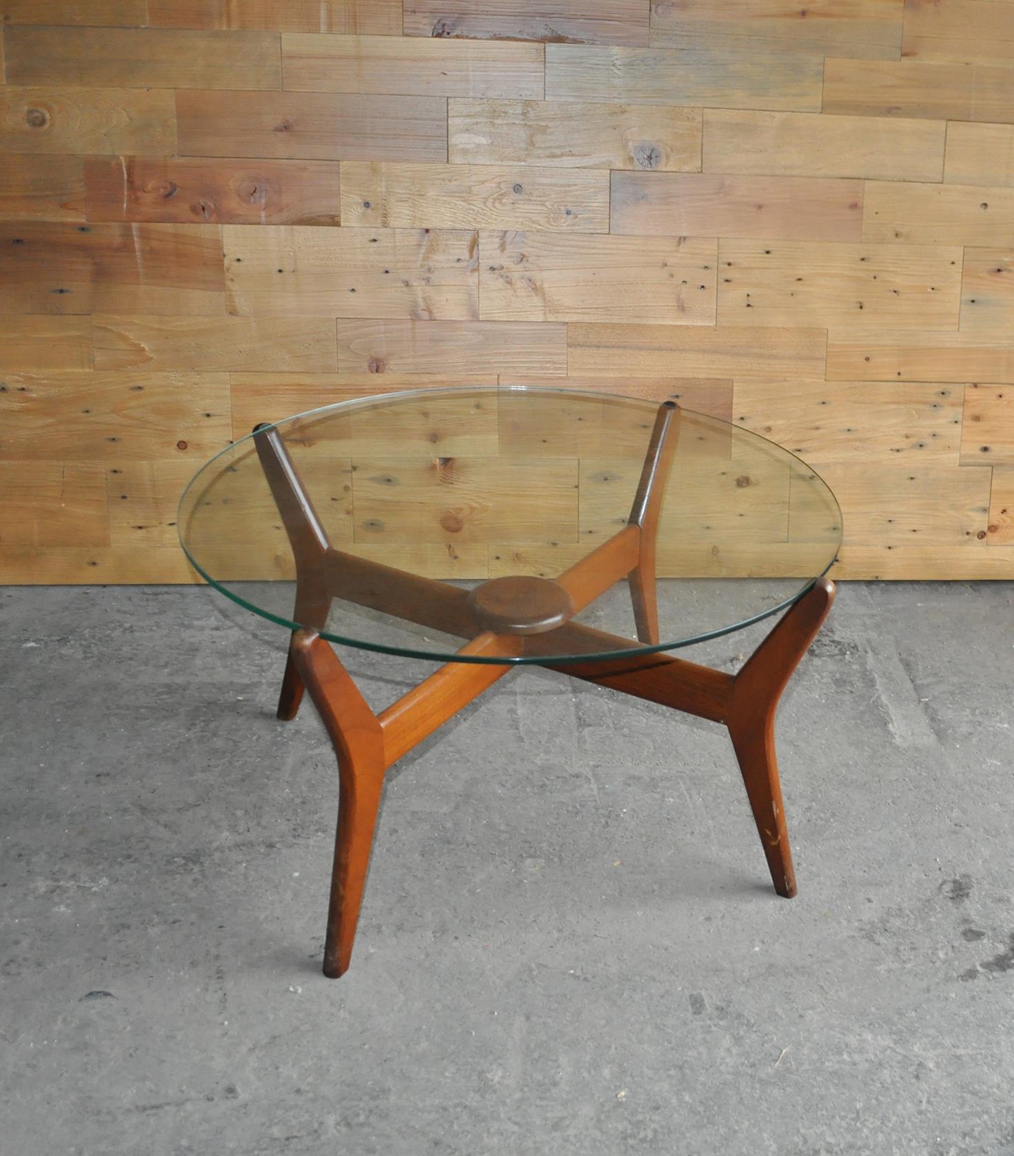 British Midcentury Teak Coffee Table Floating Glass Danish Pearsall Style For Sale