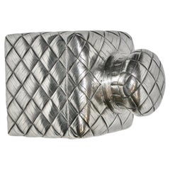 Russian Silver Trompe L'oeil Basket Weave Tea Caddy, St-Petersburg 1890