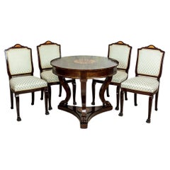 Styled Round Table With Upholstered Chairs Circa 1950